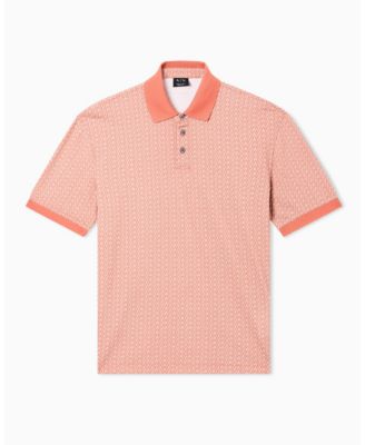 Men's Short Sleeve Pique Allover Logo Print Polo Shirt
