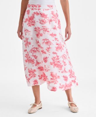 Women's 100% Linen Midi Skirt