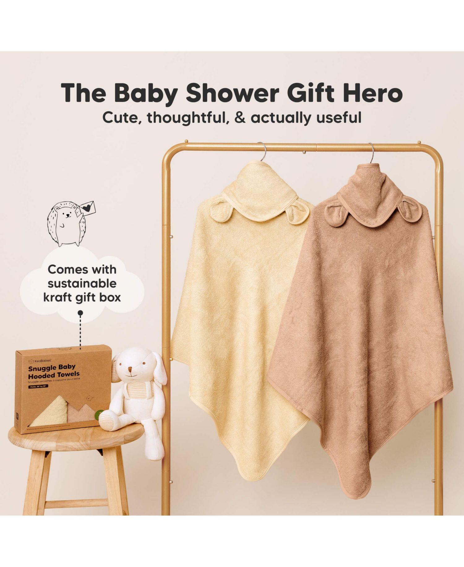 2pk Snuggle Baby Towels with Hood for Newborn Girls, Boys, Toddlers, Soft & Absorbent Hooded Baby Bath Towels