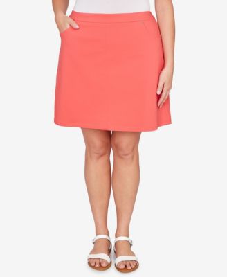 Plus Size Solid Tech Stretch Pull On Skort