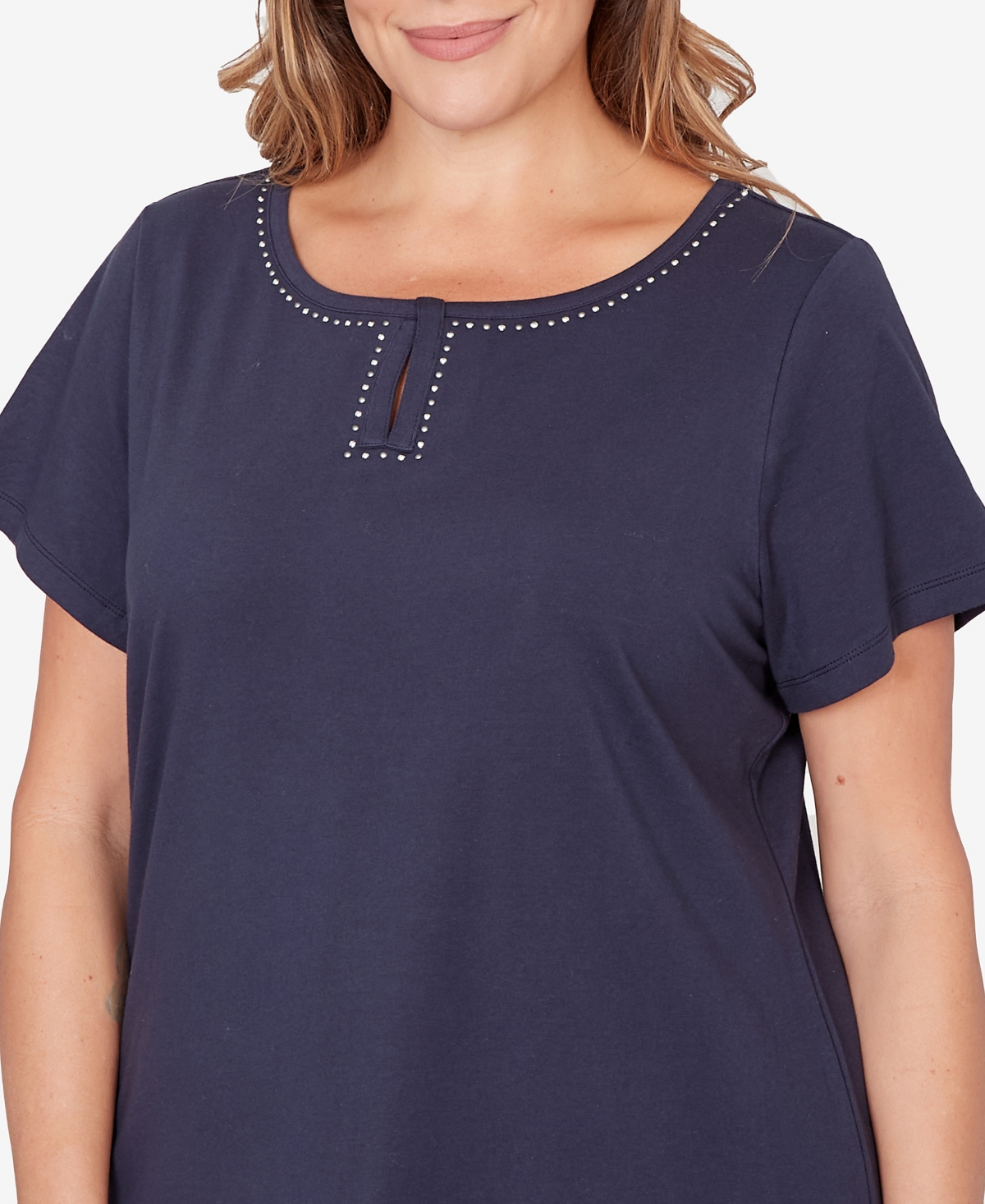 Hearts Of Palm Plus Solid Short Sleeve Top