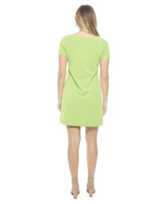 Women's Solid Short-Sleeve Round Neck Mini Shift Dress