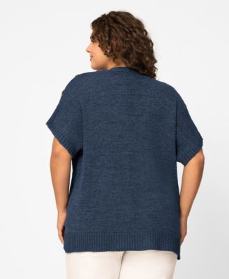 Plus Size Button Shoulder Flyaway Open Front Cardigan