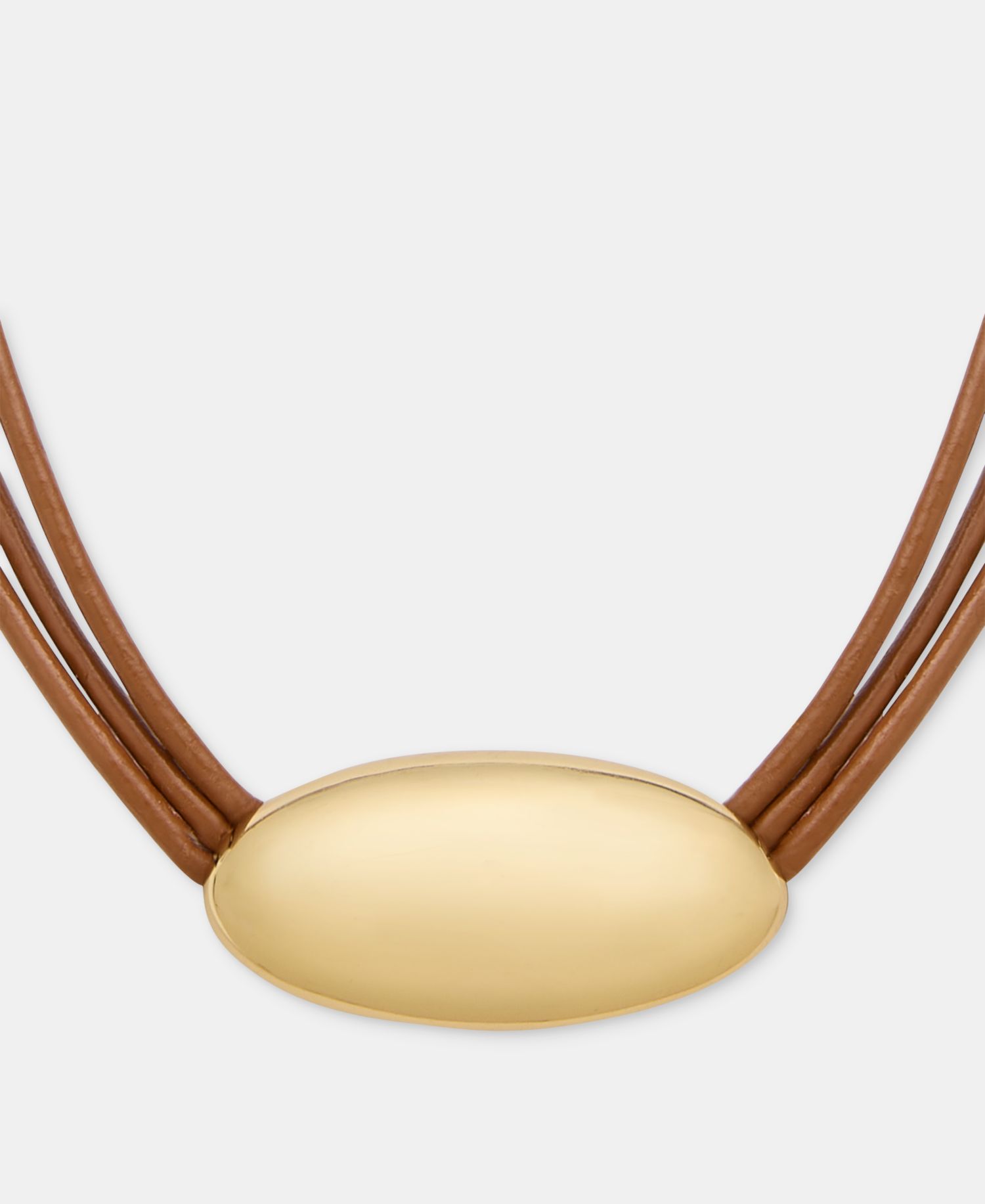 Gold-Tone Leather Pendant Necklace
