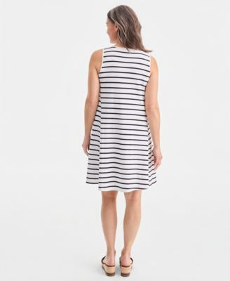 Women's Striped Lace-Up Sleeveless Dress