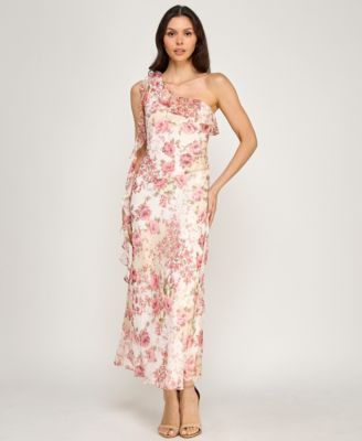 Juniors' One-Shoulder Ruffle Dress