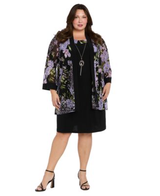 Women's Floral Printed Jacket & Tank Dress, 2-Piece Set