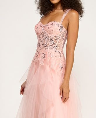 Juniors' Wide Straps Sweetheart Neck Ball Gown