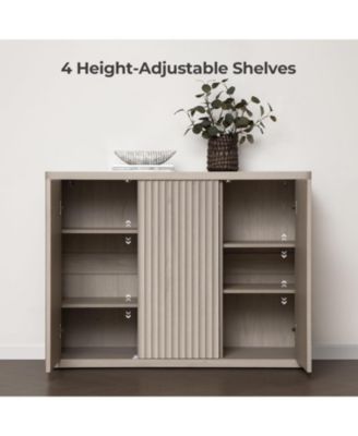 Fluted Sideboard Buffet Cabinet, 46in Wide Cupboard Coffee Bar Console Table Credenza with 3Doors Storage