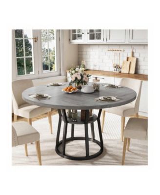 Kitchen Table 42inch Round Farmhouse Dining Table For 4 to 6 People Rustic Wood Kitchen Table for Dining Room