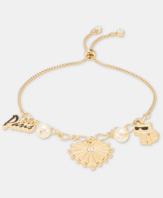 Glass Pearl Charm Slider Bracelet