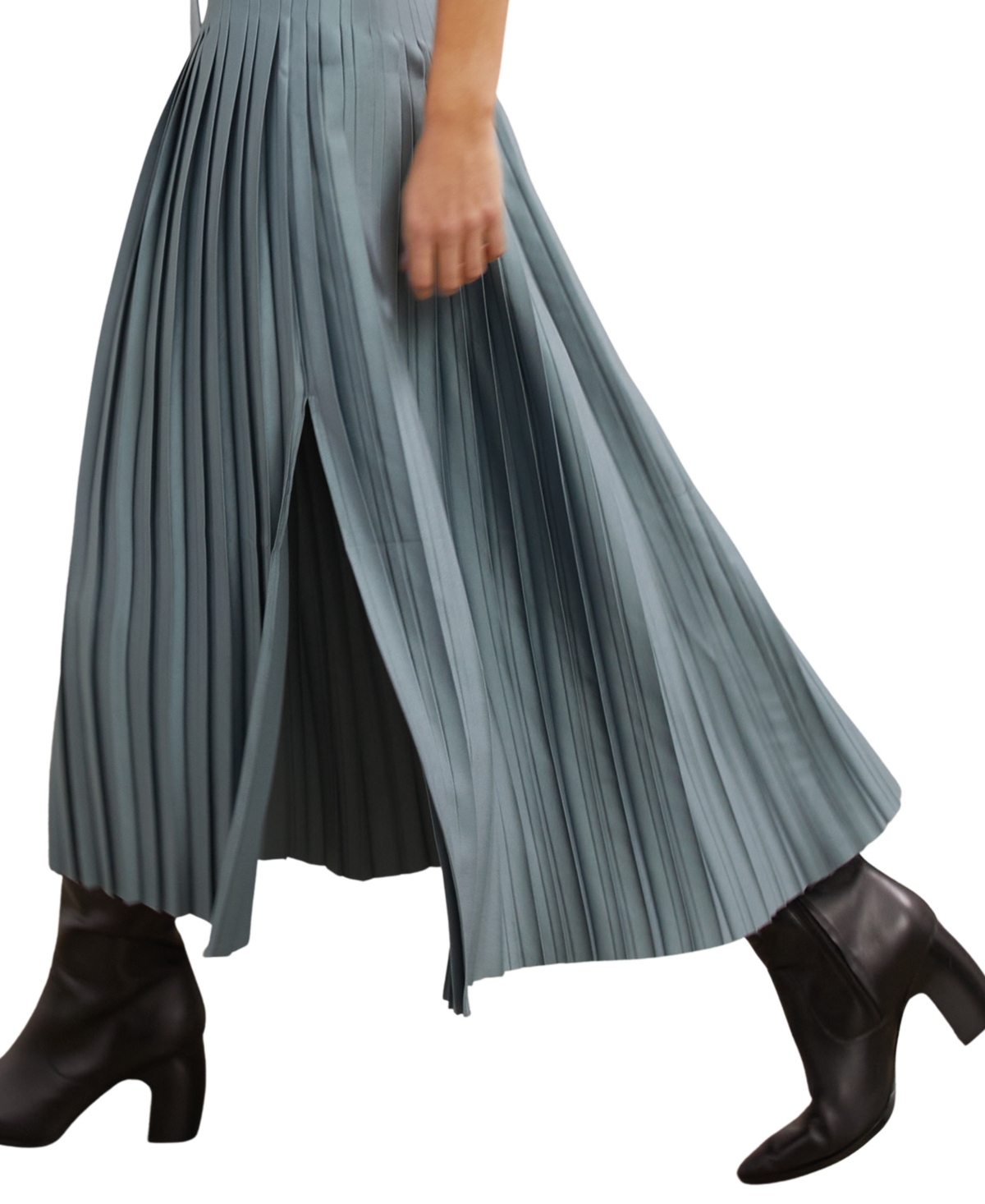 Reiss Women's Roll-Neck Belted Pleated Midi Dress