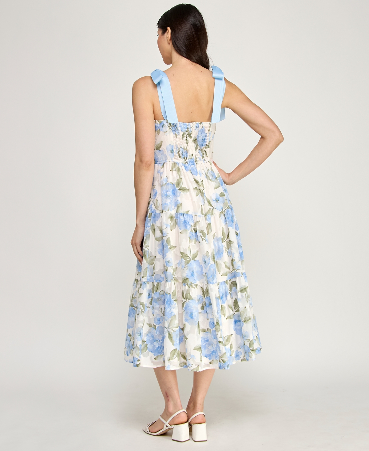 Trixxi Juniors' Tie-Shoulder Ruffle Bust Midi Dress