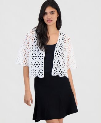 Petite Chemical Lace Open-Front Shrug