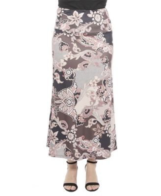 Women's Paisley Elastic Waist A-Line Maxi Skirt
