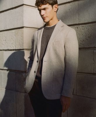 Men's Slim Fit Flecked Wool Blazer