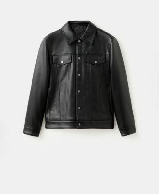 Men's Pockets Faux-Leather Jacket