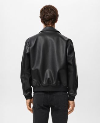 Men's Pockets Faux-Leather Jacket