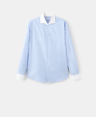 Men's Striped-Print Slim-Fit Dress Shirt