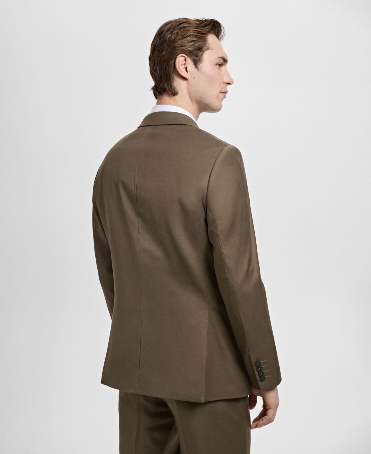 Мужской пиджак MANGO Turin Virgin Wool Suit Blazer, цвет: Коричневый — фото 3