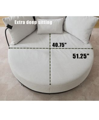 Oversized Swivel Chair Adjustable Phone, Polyester, Gray (52.75 in)