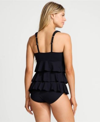 Women's Petite Ruffle Fauxkini One Piece Swimsuit