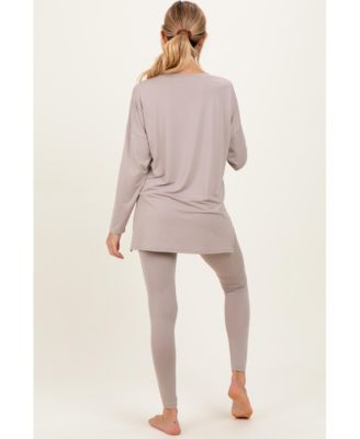 Women's Brushed Knit Maternity Oversized Top and Legging Set