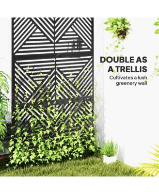 Metal Outdoor Privacy Screen Divider Trellis with Rhombus Design