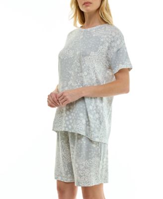 Women's Short-Sleeve Drop Shoulders Top & Shorts, 2-Piece Set