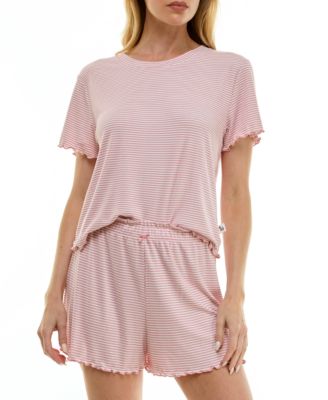 Women's Striped Top & Shorts, 2-Piece Set