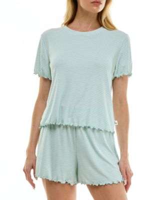 Women's Striped Top & Shorts, 2-Piece Set