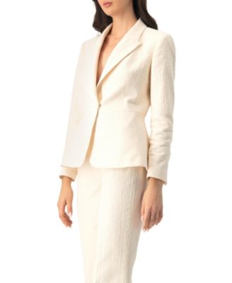 Women's Single-Breasted Textured Tailored Blazer