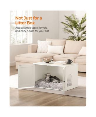 Litter Box Enclosure Cabinet with Divider, Barn-Style Doors, Hidden Litter Furniture, Multi-Use Top