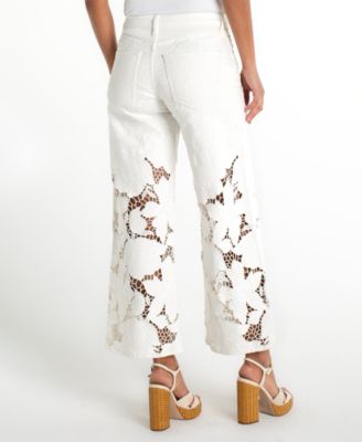 Women's Stride Wide Leg Floral Cut Out Jeans