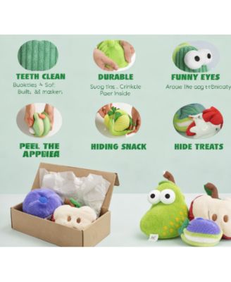 Squeaky Plush Dog Toys Set – Interactive Fruit & Vegetable Chew Toys with Built-in Squeaker for Small to Medium Dogs