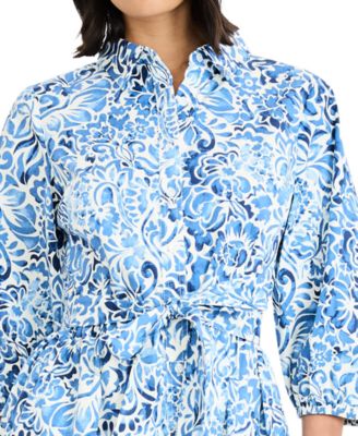 Women's Balloon-Sleeve Shirt Dress