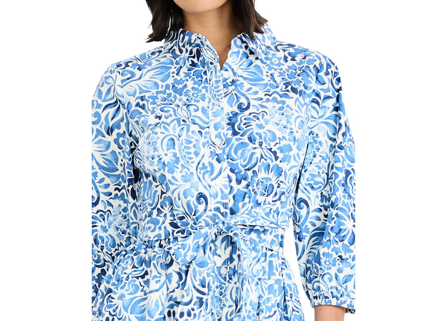 Women's Balloon-Sleeve Shirt Dress