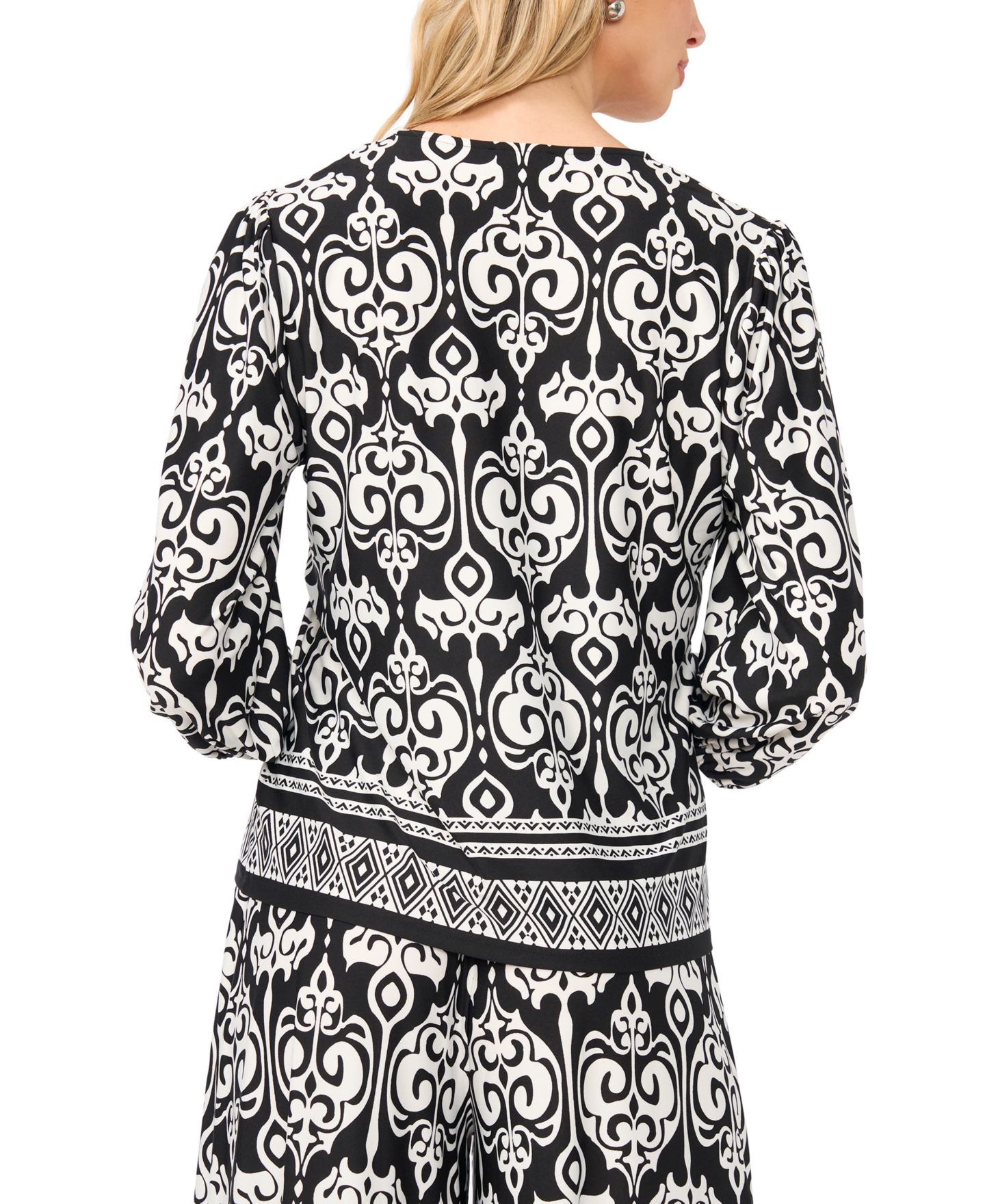 Женский топ Sam & Jess V-Neck Printed Top, цвет: Насыщенный чёрный — фото 3