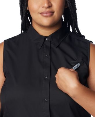 Plus Size PFG Tamiami Button-Front Sleeveless Top