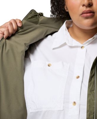 Plus Size Switchback Lined Long Zipper Jacket