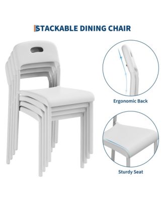 Stackable Plastic Dining Chairs with Metal Legs, Multi-Use Seating for Dining Table Waiting Room Conference Room