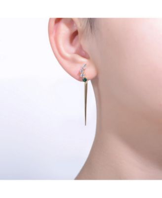 14K Gold Plated Sterling Silver Green Linear Necklace and Earring Set