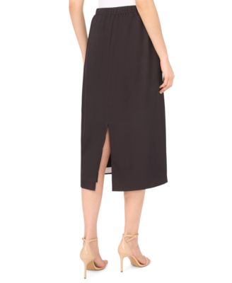 Women's Flat Front Detail Pull-On Midi Skirt
