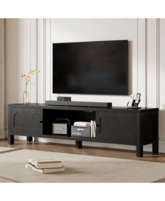 70" TV Stand with Storage Modern Media Console with Doors Cable Management and Wood Legs for Living Room