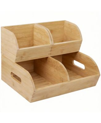 Bamboo Ventilated Potato Onion Storage Bins - Stackable, Multi-Purpose