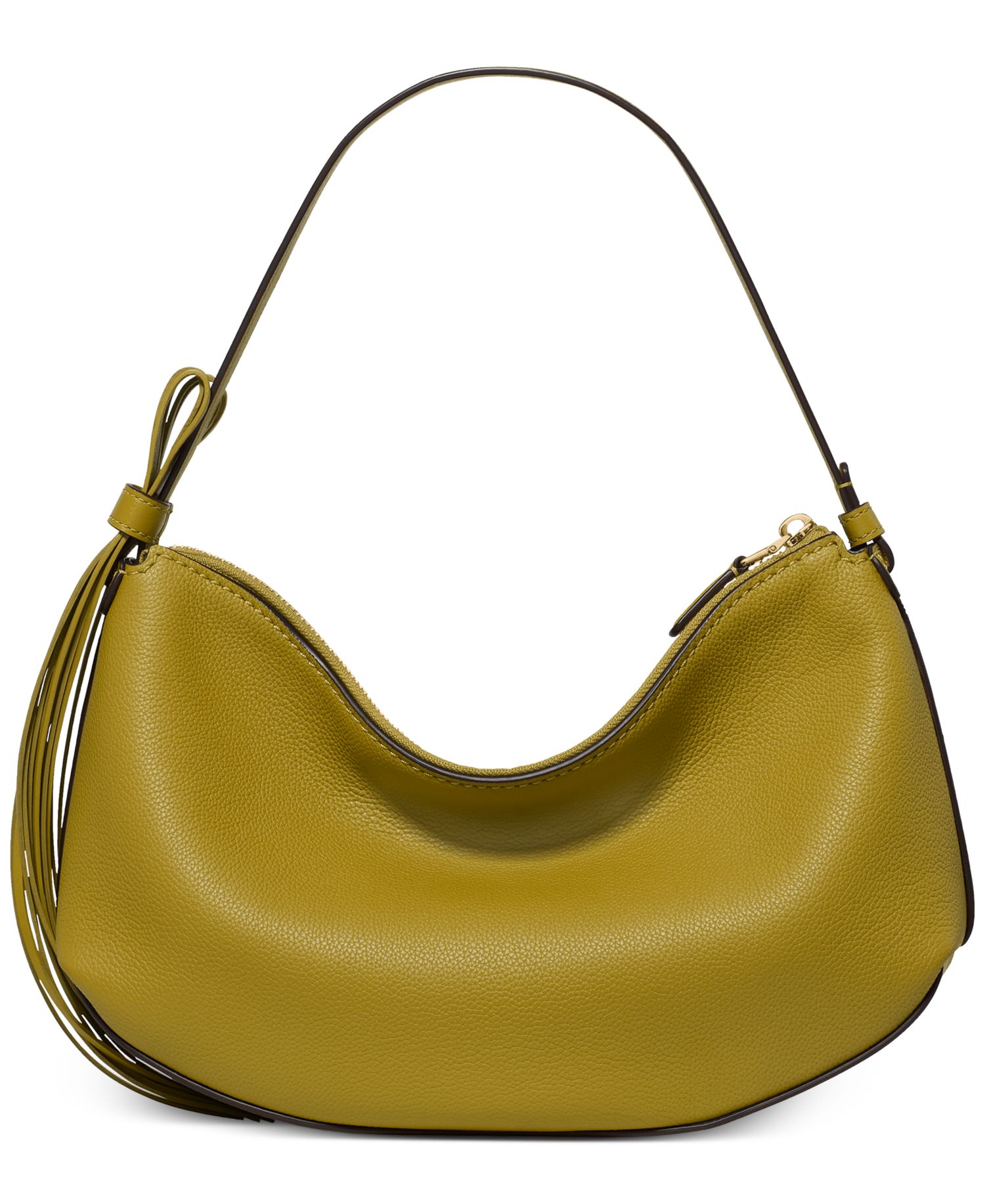 Loop Fringe Strap Pebbled Leather Medium Shoulder Bag