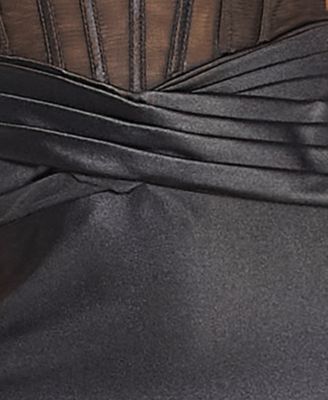 Juniors' V-Neck Illusion Gown