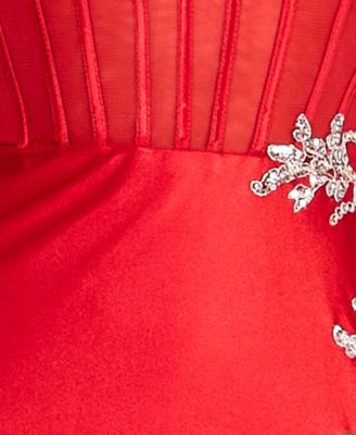 Juniors' Spaghetti Straps Sweetheart Neck Gown