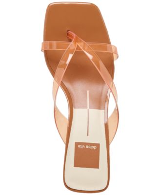 Women's Brevel Vinyl Jelly Thong Low Block Heel Dress Sandals