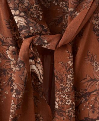 Women's Floral-Print Bow Blouse